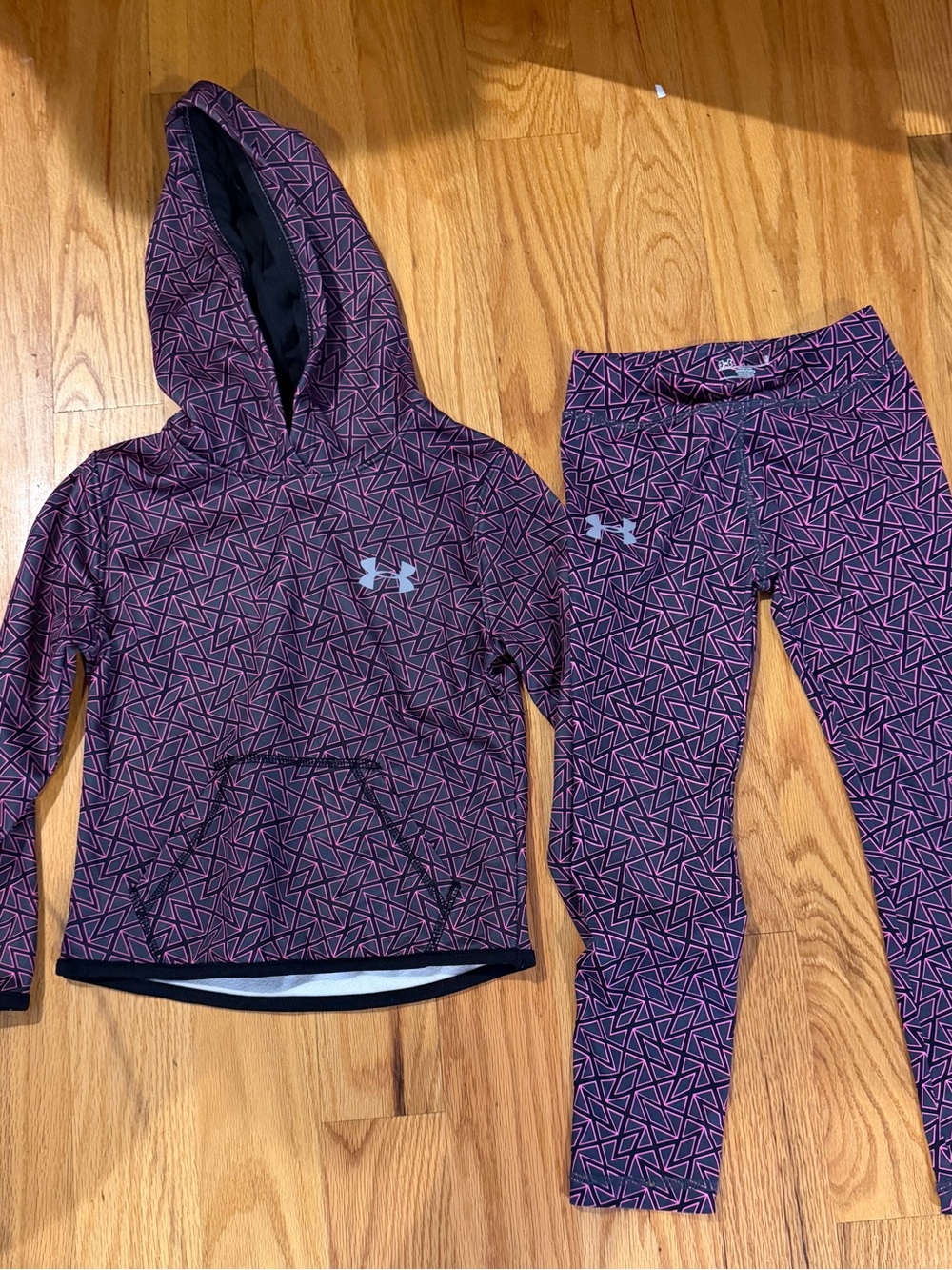 Under Armour Girls' Purple & Pink Geometric Hoodie and Leggings Set